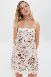 Pink Floral Acacia Scallop Mini Dress